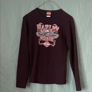Harley-Davidson Black and Orange Ladies Graphic Long Sleeve